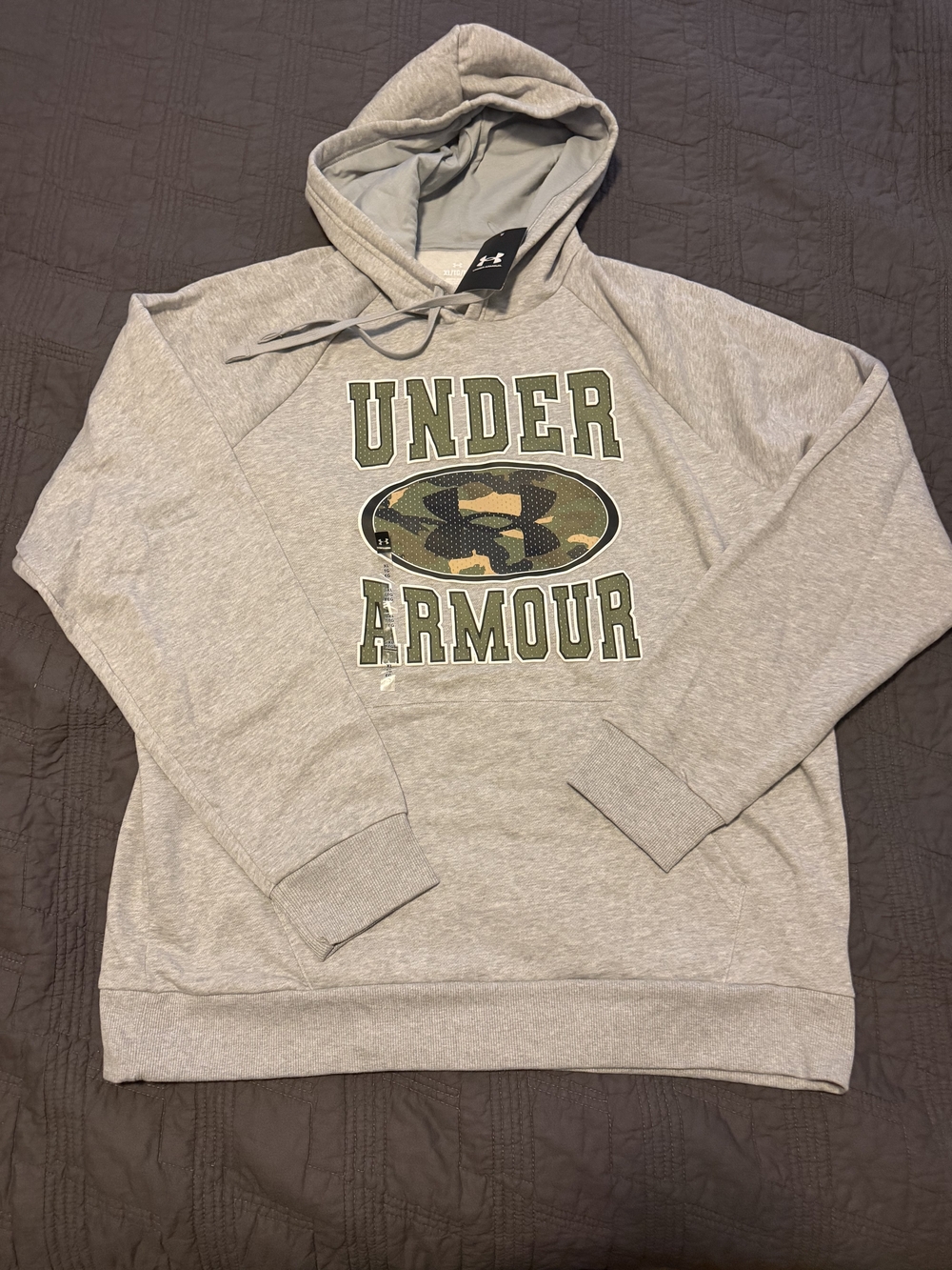 Under Armour Gray Pullover Hoodie with Camo Logo XL